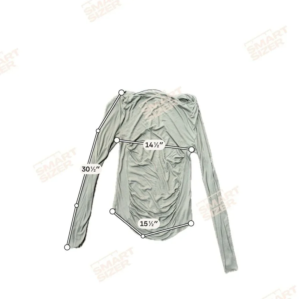 Free People Womens Large Sage Green Ruched Boat Neck Long Sleeve Top